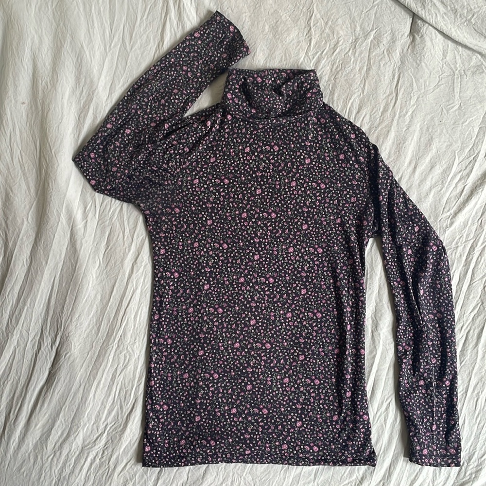 Purple Floral Turtleneck